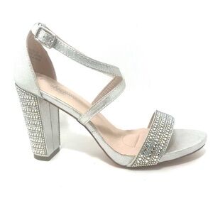 Open toe rhinestones silver high heel new in box sizes 6.5-8
